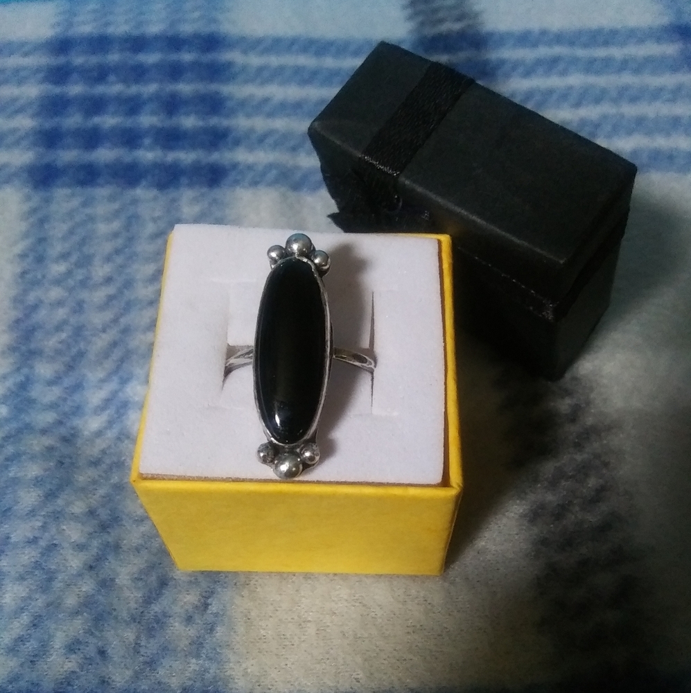 Sterling 925 Art Deco ONYX Ring NWOT!